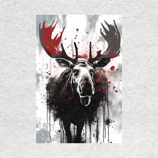 Ink Painting of a Moose by TortillaChief